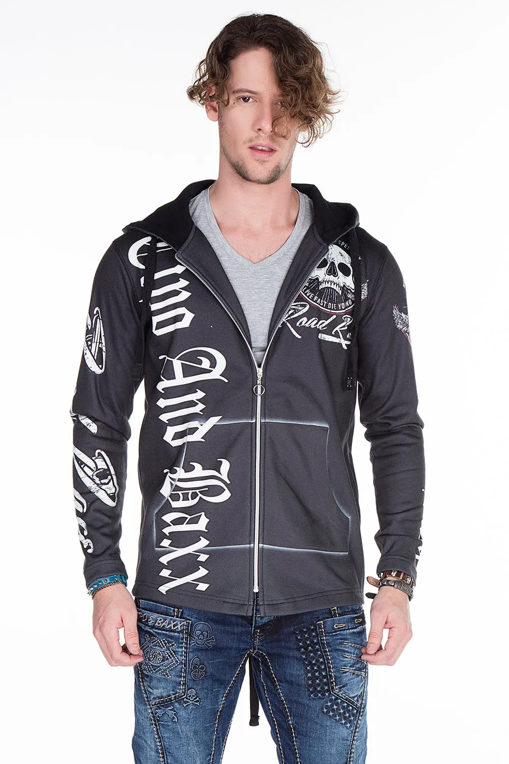 CL256 Herren Sweatjacke mit coolen Prints