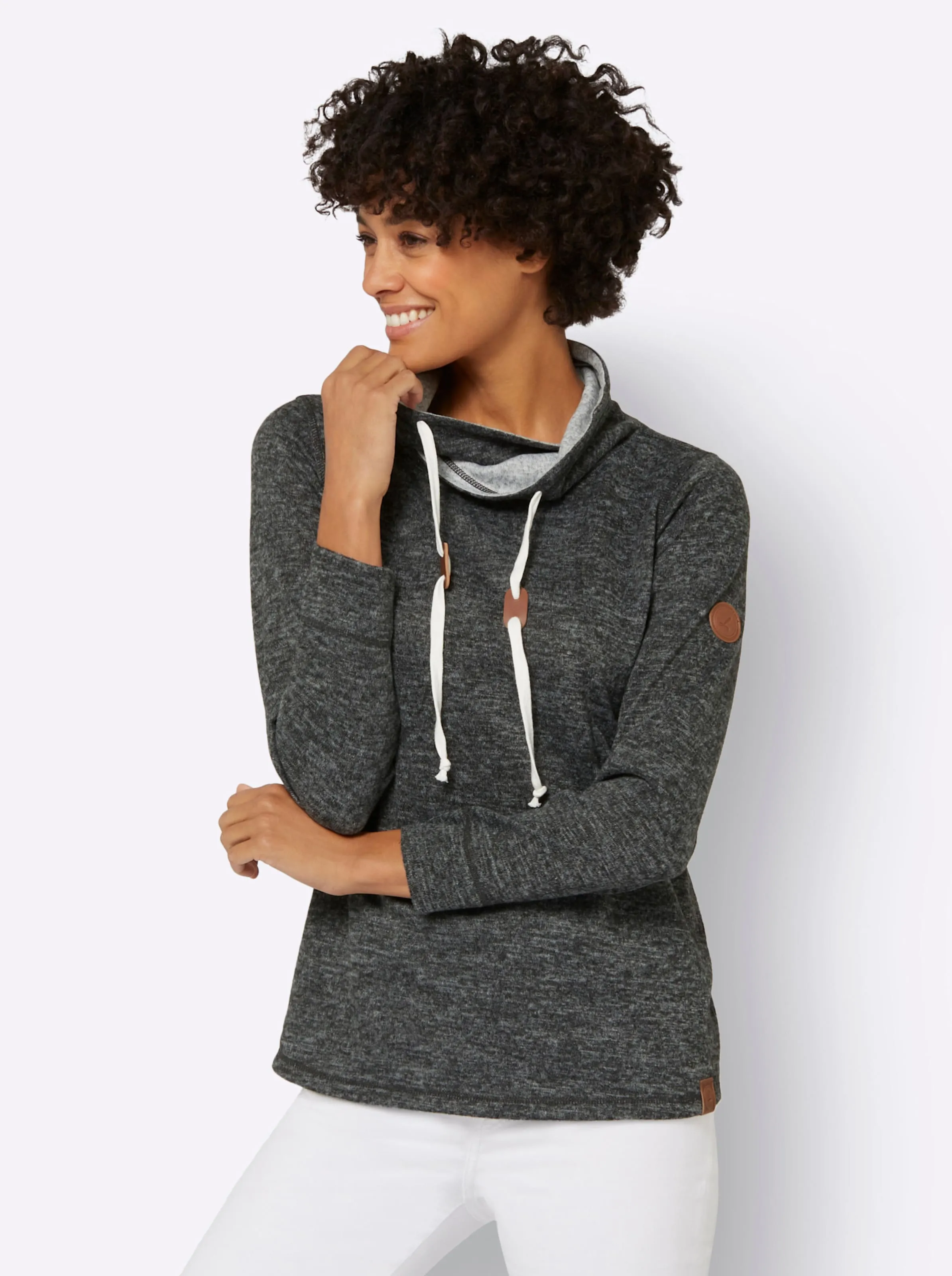 Sweatshirt in graphit-grau-meliert